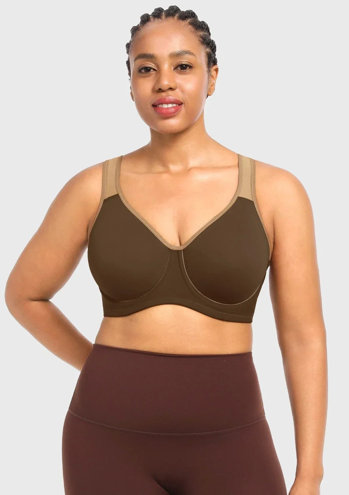 ComfyArc Unlined Outside Underwire Racerback Sports Bra