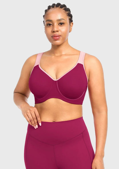 ComfyArc Unlined Outside Underwire Racerback Sports Bra