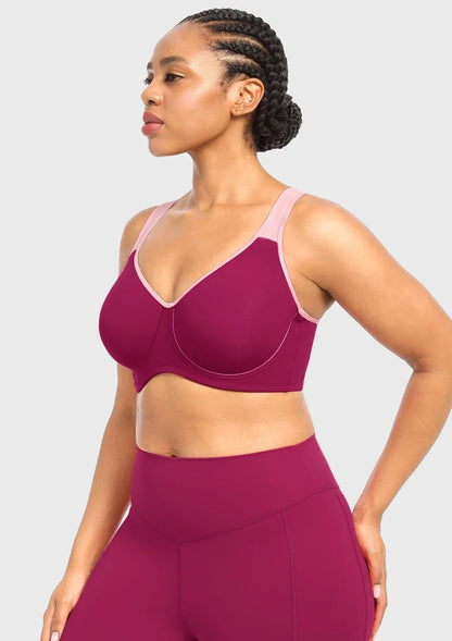 ComfyArc Unlined Outside Underwire Racerback Sports Bra