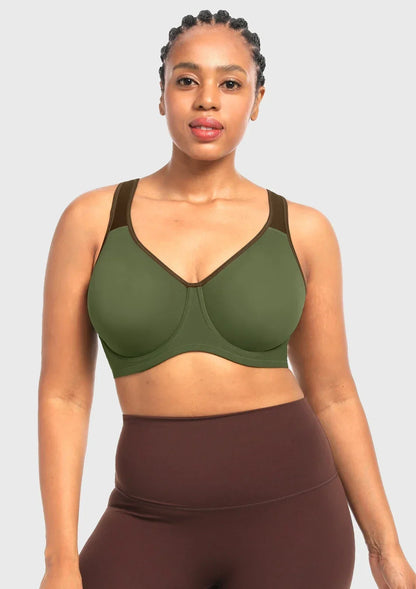 ComfyArc Unlined Outside Underwire Racerback Sports Bra