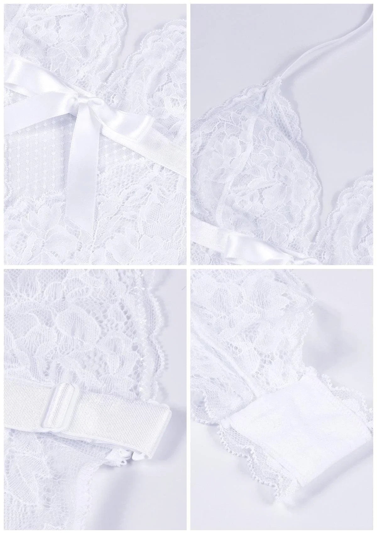 Deep V Lace Sheer Mesh Bodysuit Lingerie