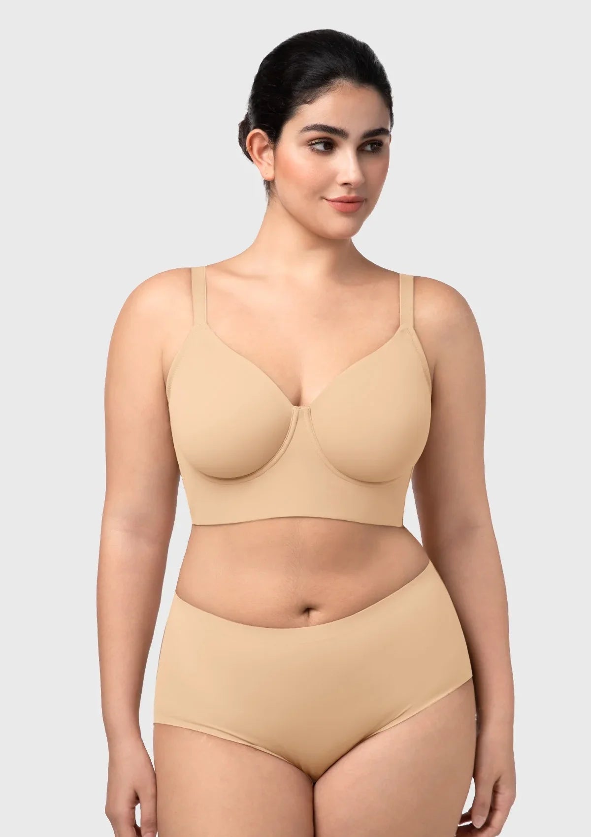 HSIA Delia Plus Size Lightly Padded Seamless Full Coverage Underwire Longline T-Shirt Bra for Fuller Bust