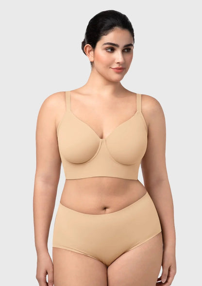 HSIA Delia Plus Size Lightly Padded Seamless Full Coverage Underwire Longline T-Shirt Bra for Fuller Bust