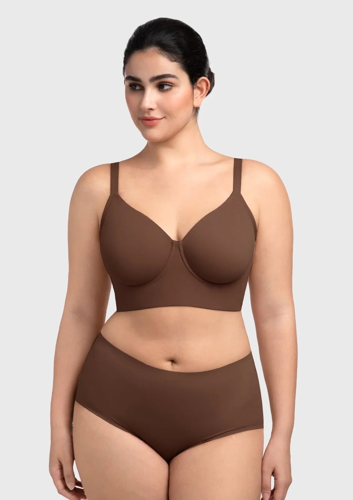 HSIA Delia Plus Size Lightly Padded Seamless Full Coverage Underwire Longline T-Shirt Bra for Fuller Bust
