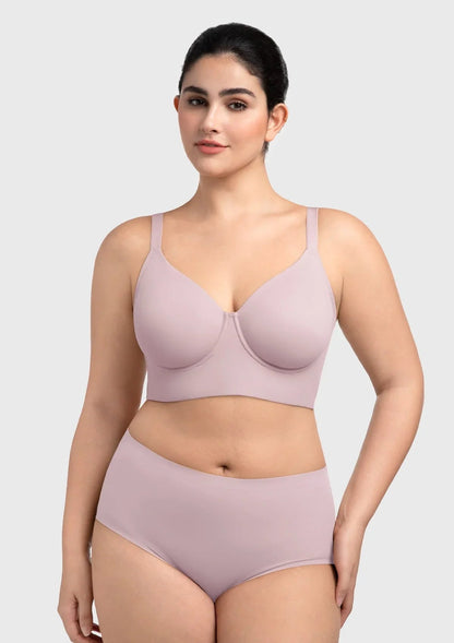 HSIA Delia Plus Size Lightly Padded Seamless Full Coverage Underwire Longline T-Shirt Bra for Fuller Bust