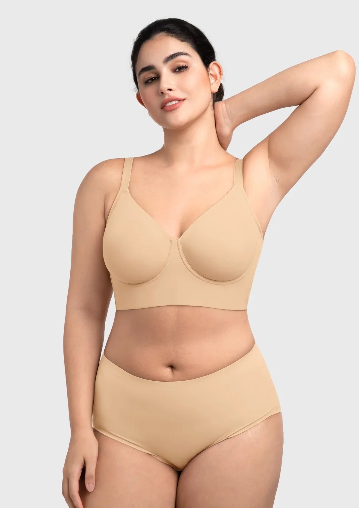 HSIA Delia Plus Size Lightly Padded Seamless Full Coverage Underwire Longline T-Shirt Bra for Fuller Bust