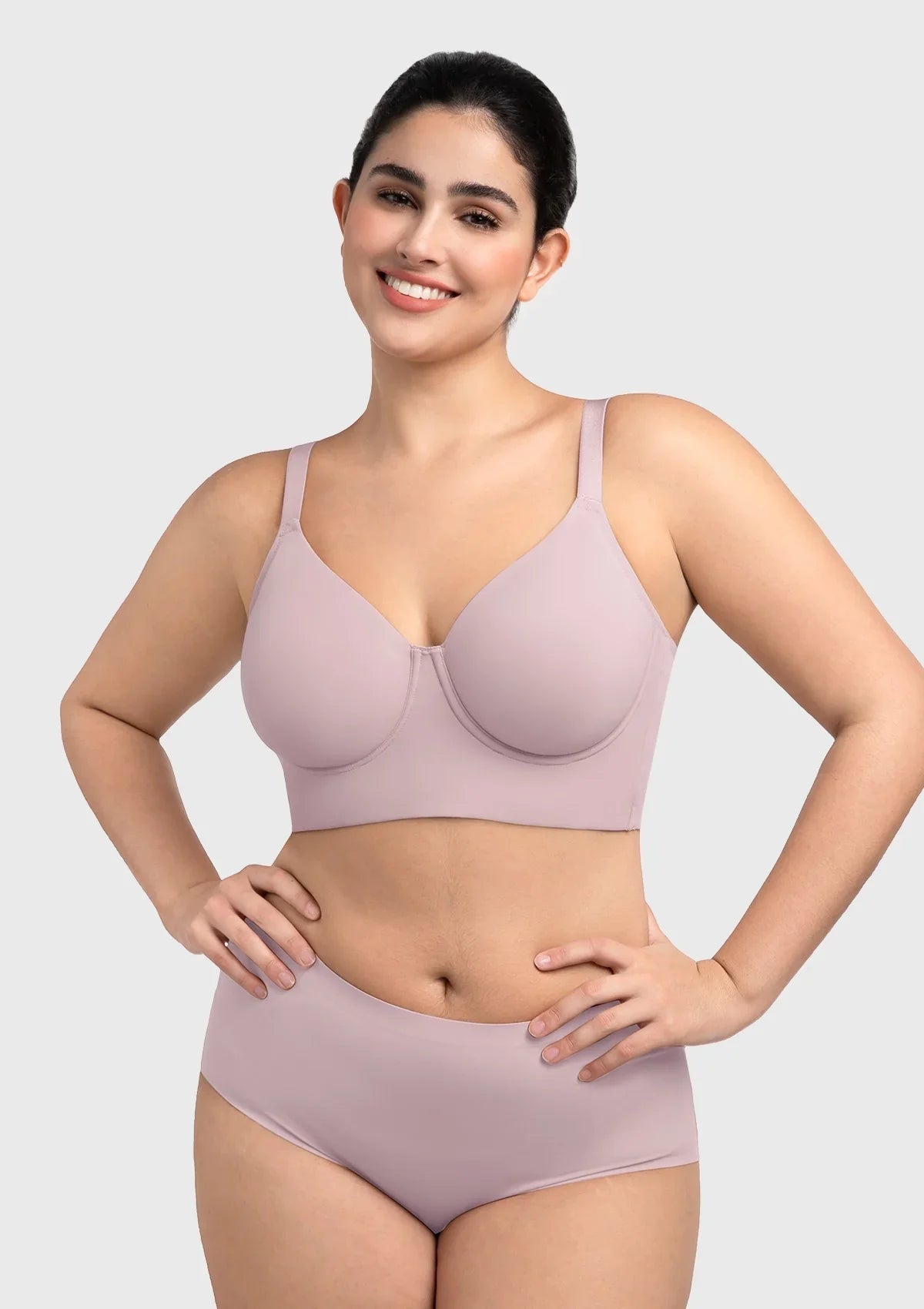 HSIA Delia Plus Size Lightly Padded Seamless Full Coverage Underwire Longline T-Shirt Bra for Fuller Bust