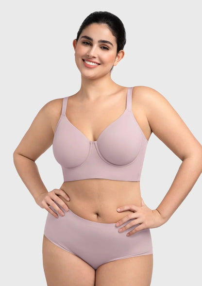 HSIA Delia Plus Size Lightly Padded Seamless Full Coverage Underwire Longline T-Shirt Bra for Fuller Bust