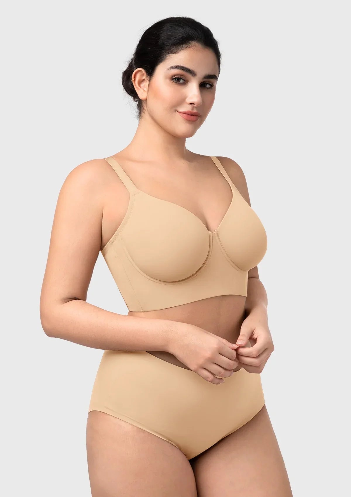 HSIA Delia Plus Size Lightly Padded Seamless Full Coverage Underwire Longline T-Shirt Bra for Fuller Bust