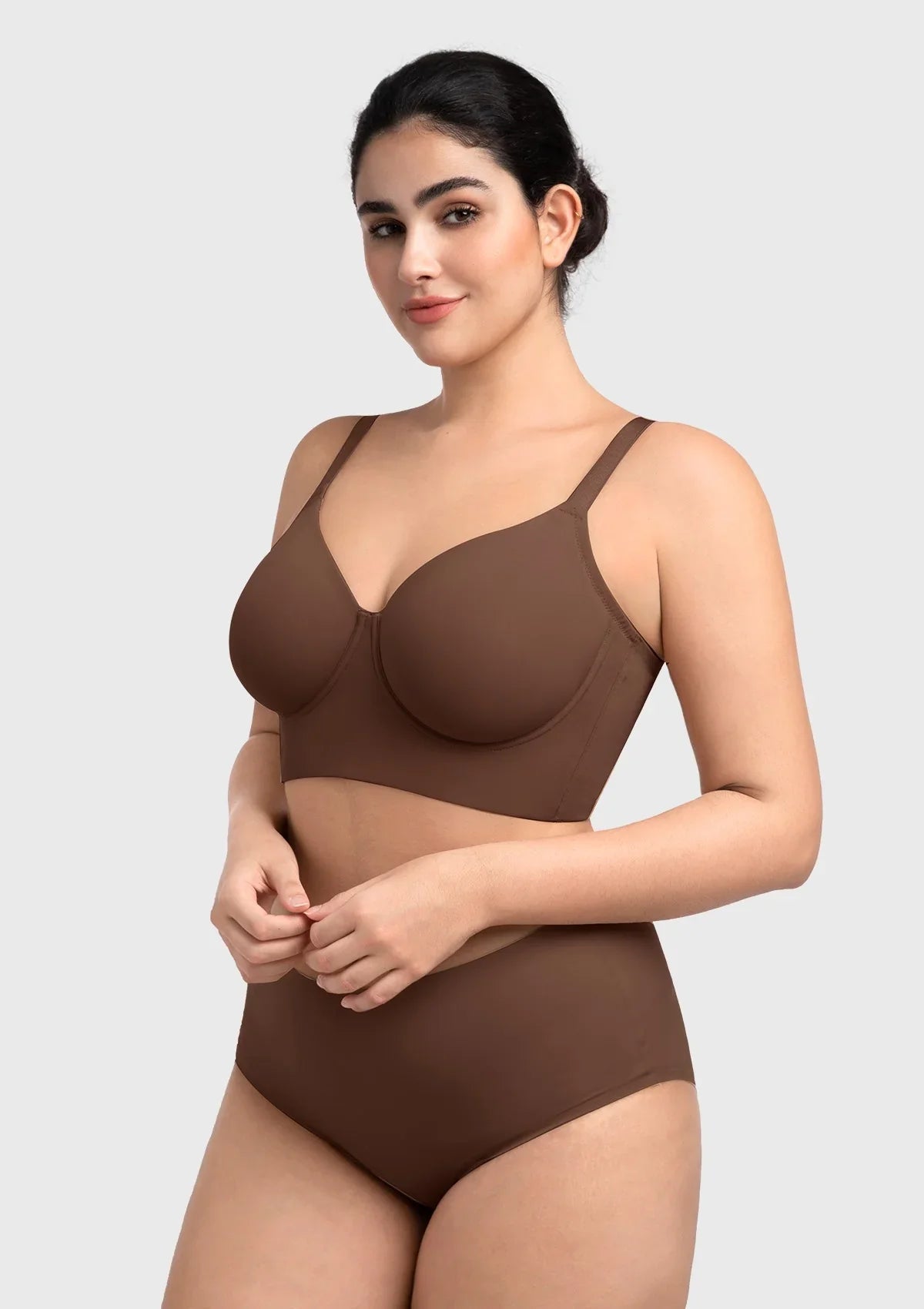 HSIA Delia Plus Size Lightly Padded Seamless Full Coverage Underwire Longline T-Shirt Bra for Fuller Bust