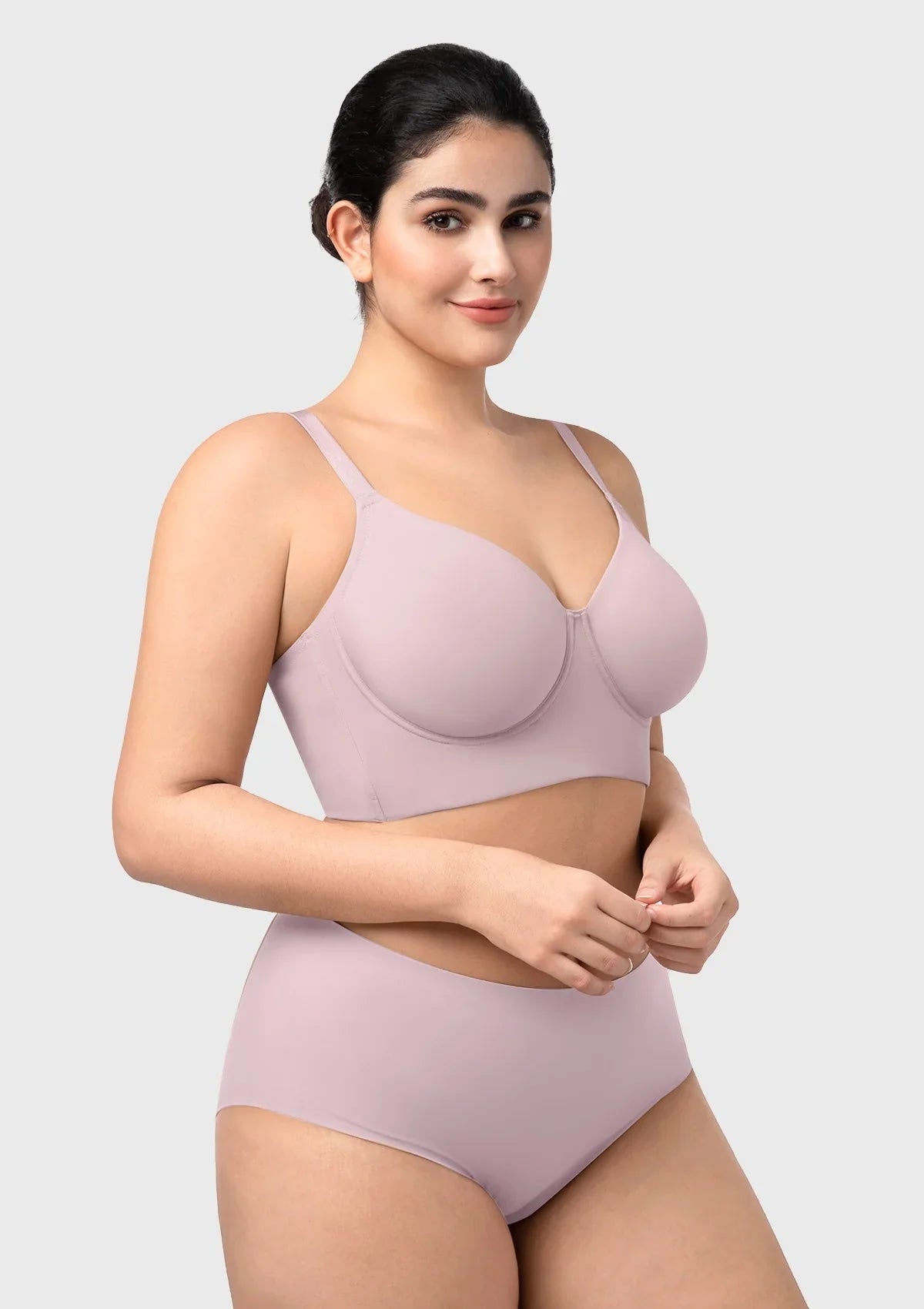 HSIA Delia Plus Size Lightly Padded Seamless Full Coverage Underwire Longline T-Shirt Bra for Fuller Bust