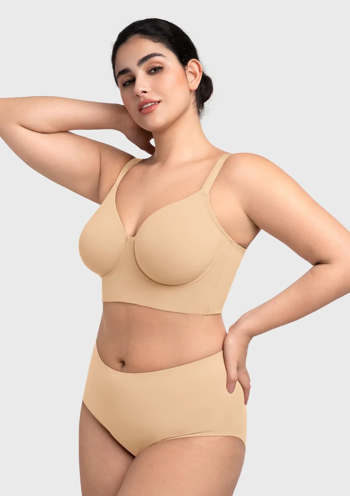 HSIA Delia Plus Size Lightly Padded Seamless Full Coverage Underwire Longline T-Shirt Bra for Fuller Bust