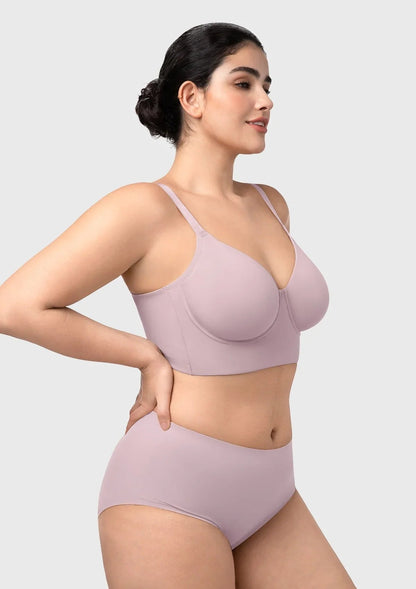 HSIA Delia Plus Size Lightly Padded Seamless Full Coverage Underwire Longline T-Shirt Bra for Fuller Bust