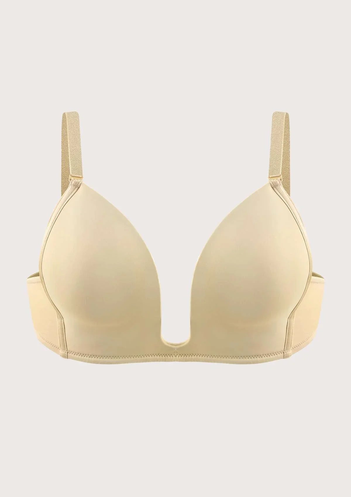 HSIA Deep U Plunge Push Up Low Back Wireless Bra