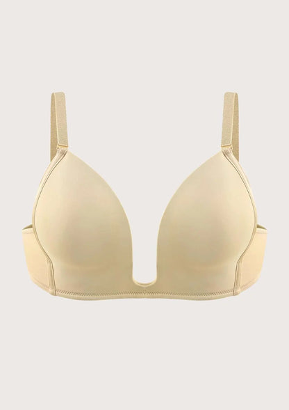 HSIA Deep U Plunge Push Up Low Back Wireless Bra
