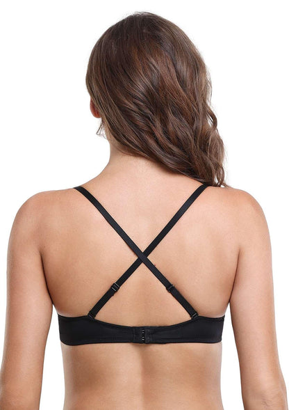 HSIA Deep U Plunge Push Up Low Back Wireless Bra