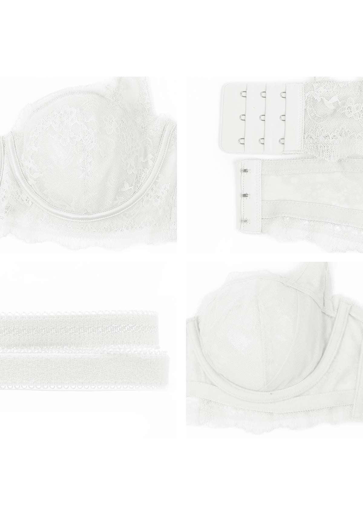 HSIA Floral Lace Unlined Bridal White Balconette Bra Set