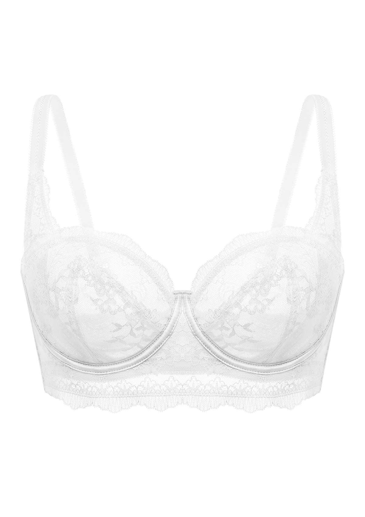 HSIA Floral Lace Unlined Bridal White Balconette Bra Set