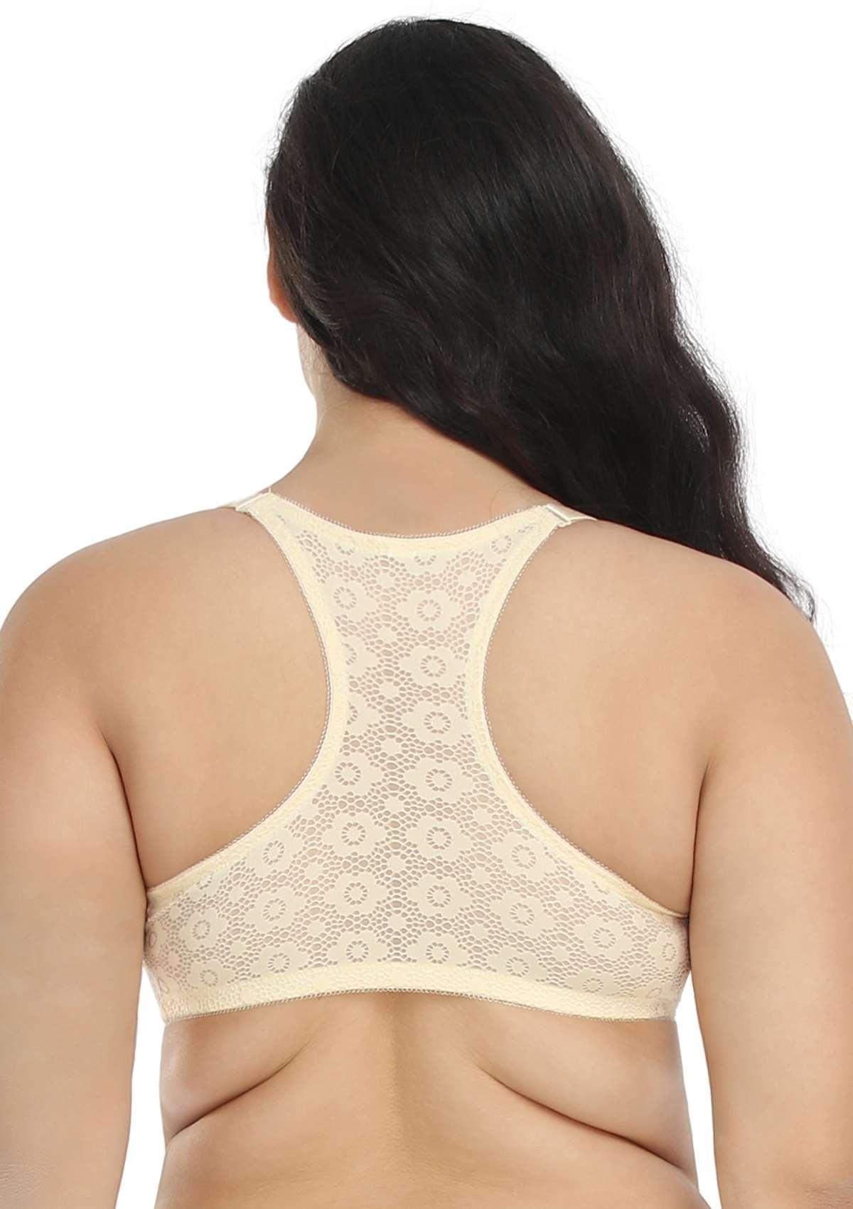 Serena Front-Close Champagne Lace-Back Racerback Underwire Bra Set