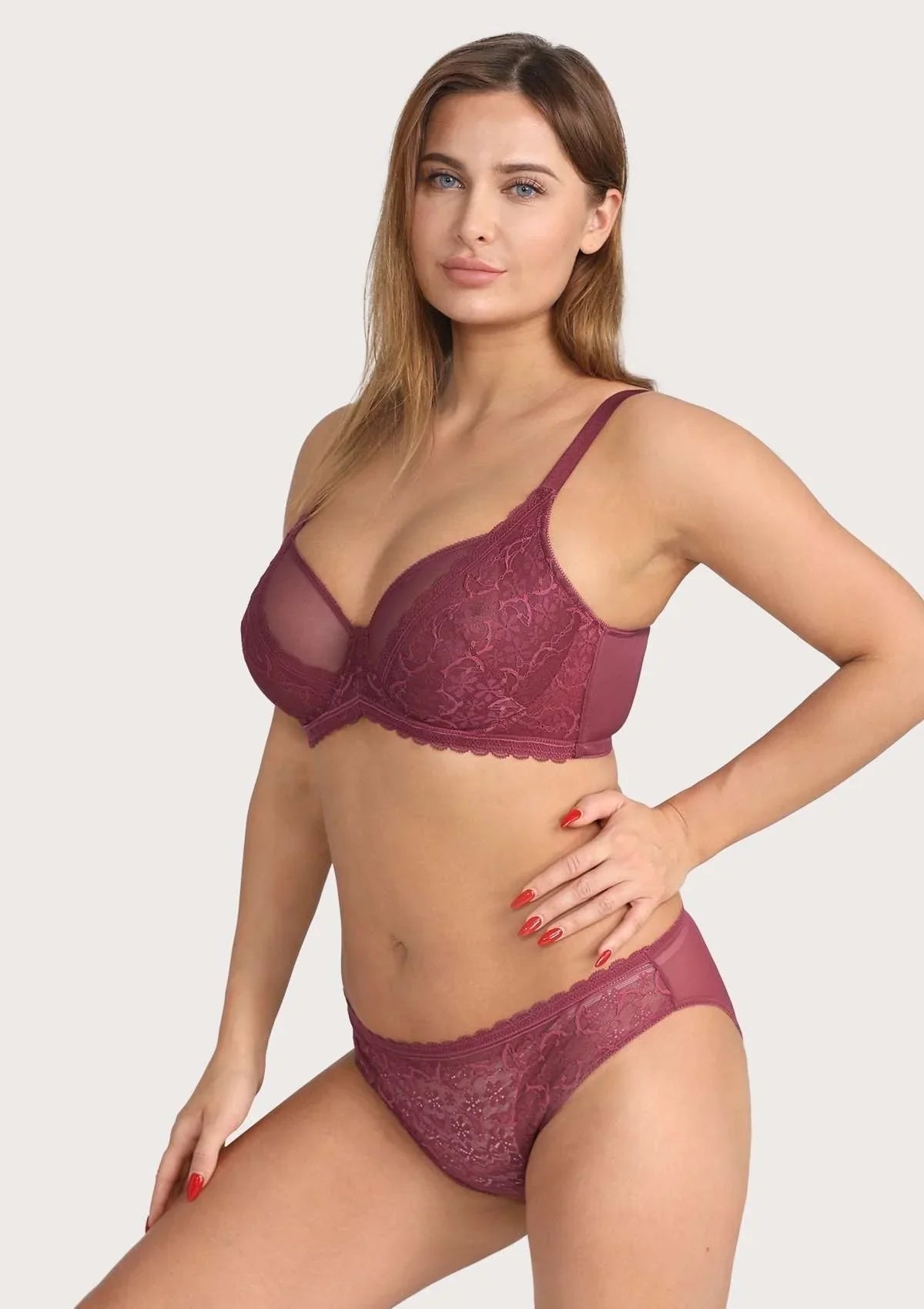 HSIA Lace Dolphin Burgundy Underwire Bra