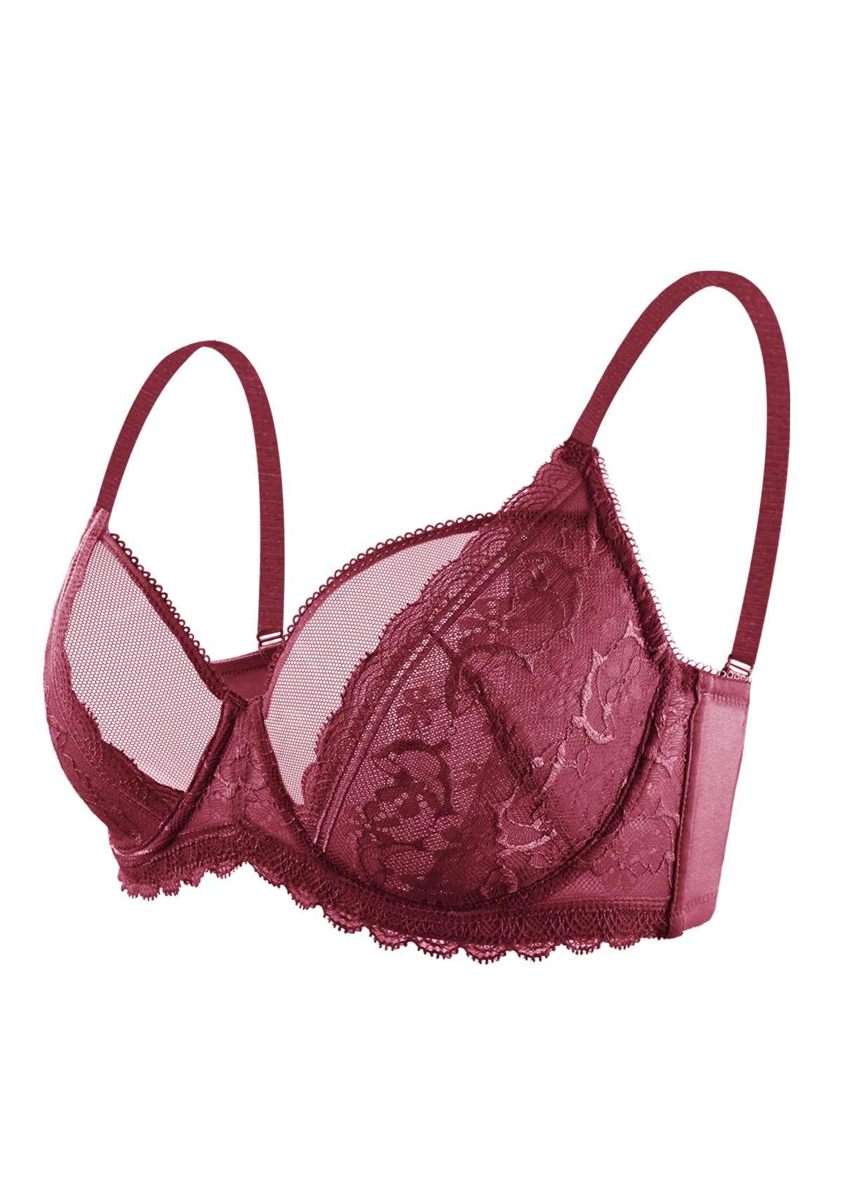 HSIA Lace Dolphin Burgundy Underwire Bra