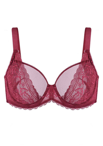HSIA Lace Dolphin Burgundy Underwire Bra