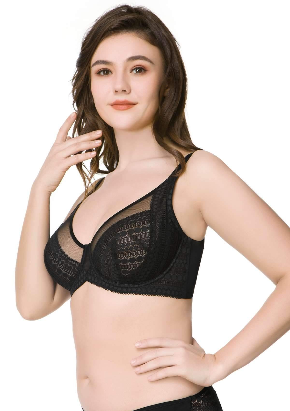 HSIA Polka Dot Sexy Black Lace Bra
