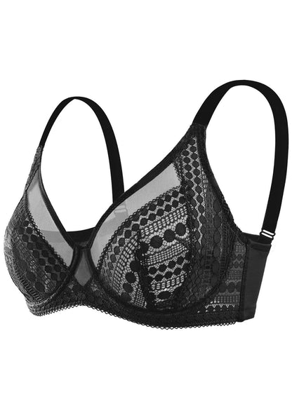 HSIA Polka Dot Sexy Black Lace Bra