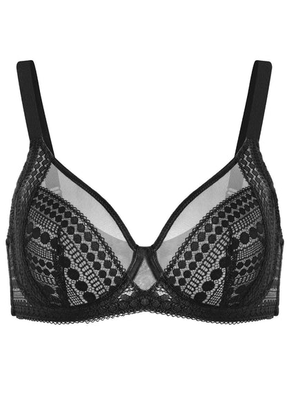 HSIA Polka Dot Sexy Black Lace Bra