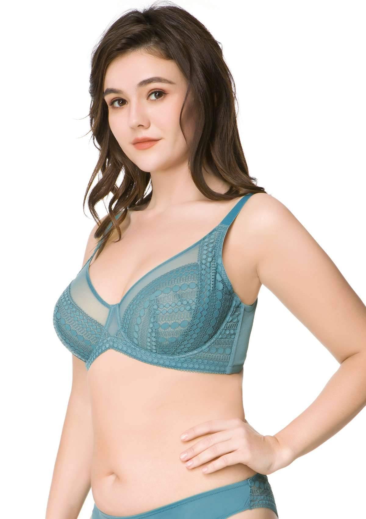 HSIA Polka Dot Sexy Brittany Blue Lace Bra
