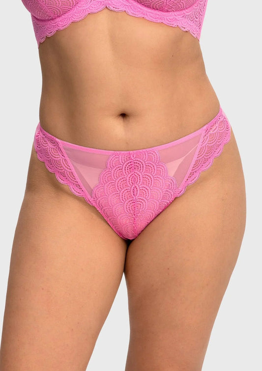Mermaid Scales High Waist Lace Thong Panty
