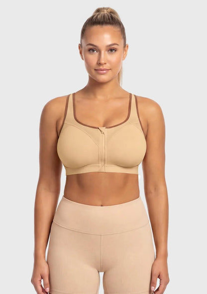 Speed Race Plus Size Front-Zip High Impact Sports Bra