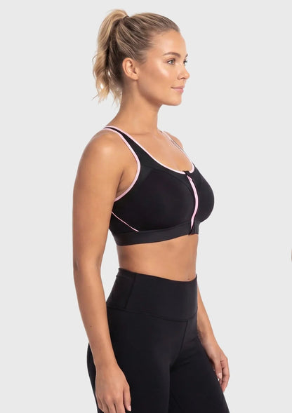 Speed Race Plus Size Front-Zip High Impact Sports Bra