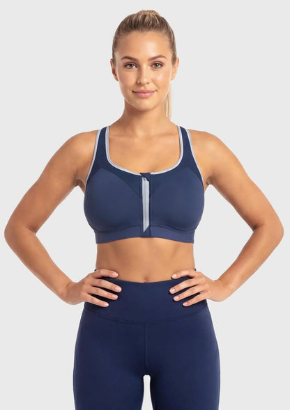 Speed Race Plus Size Front-Zip High Impact Sports Bra