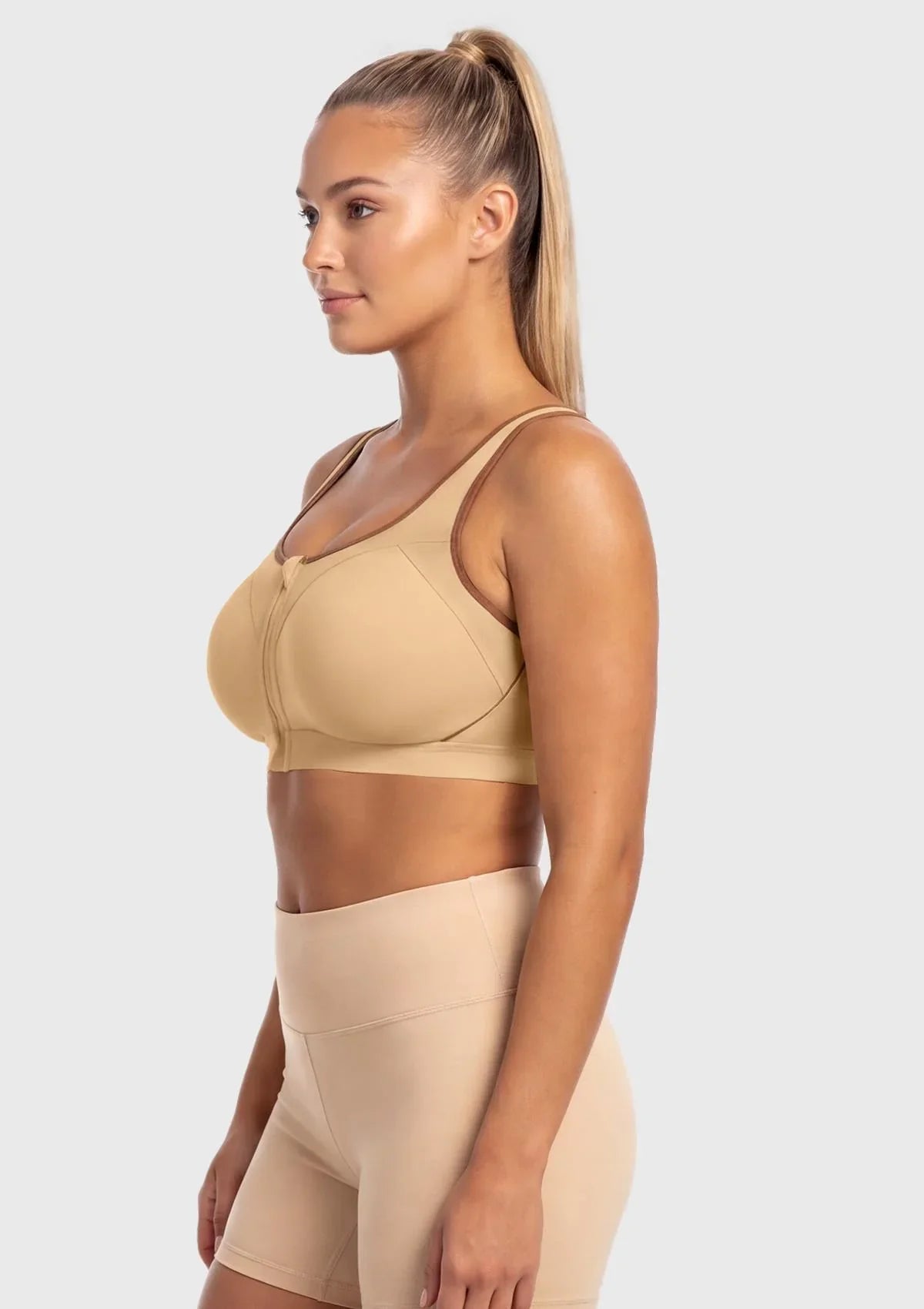 Speed Race Plus Size Front-Zip High Impact Sports Bra