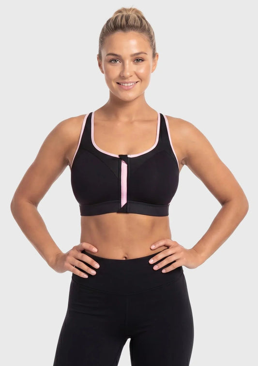 Speed Race Plus Size Front-Zip High Impact Sports Bra