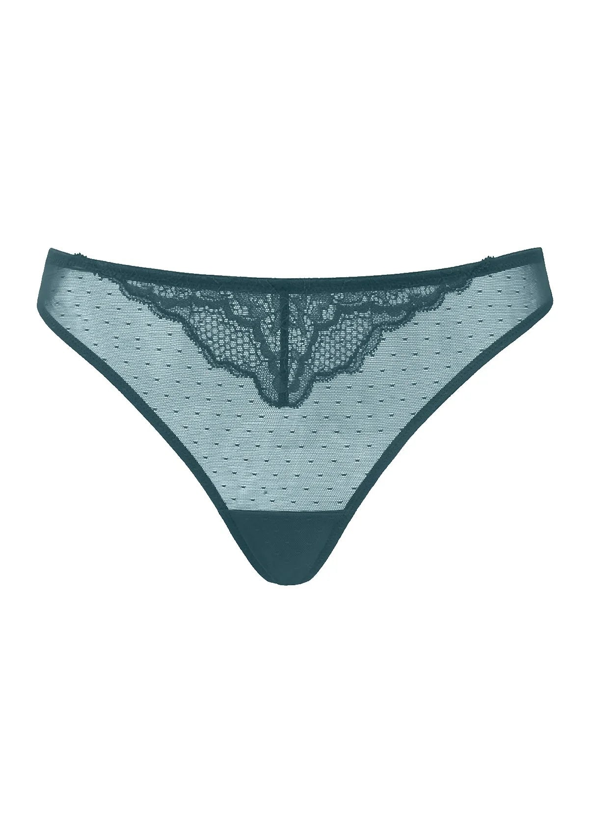Enchante Floral Lace Sheer Mesh Back Thong Undewear