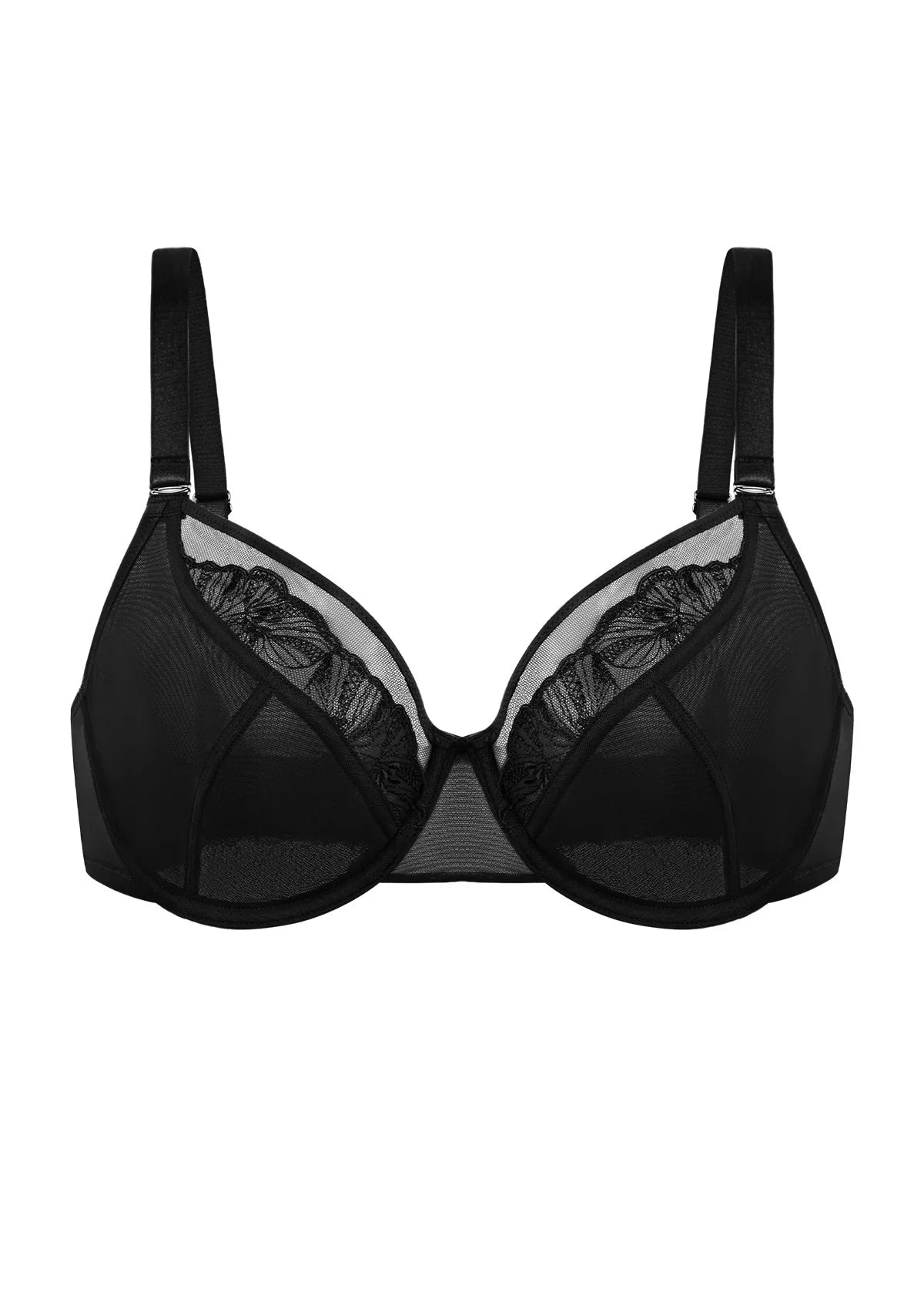 HSIA Yumi Unlined Sheer Embroidery Lace Full Coverage Bra Elegant Sculpting Support