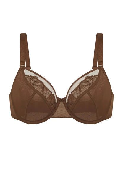 HSIA Yumi Unlined Sheer Embroidery Lace Full Coverage Bra Elegant Sculpting Support