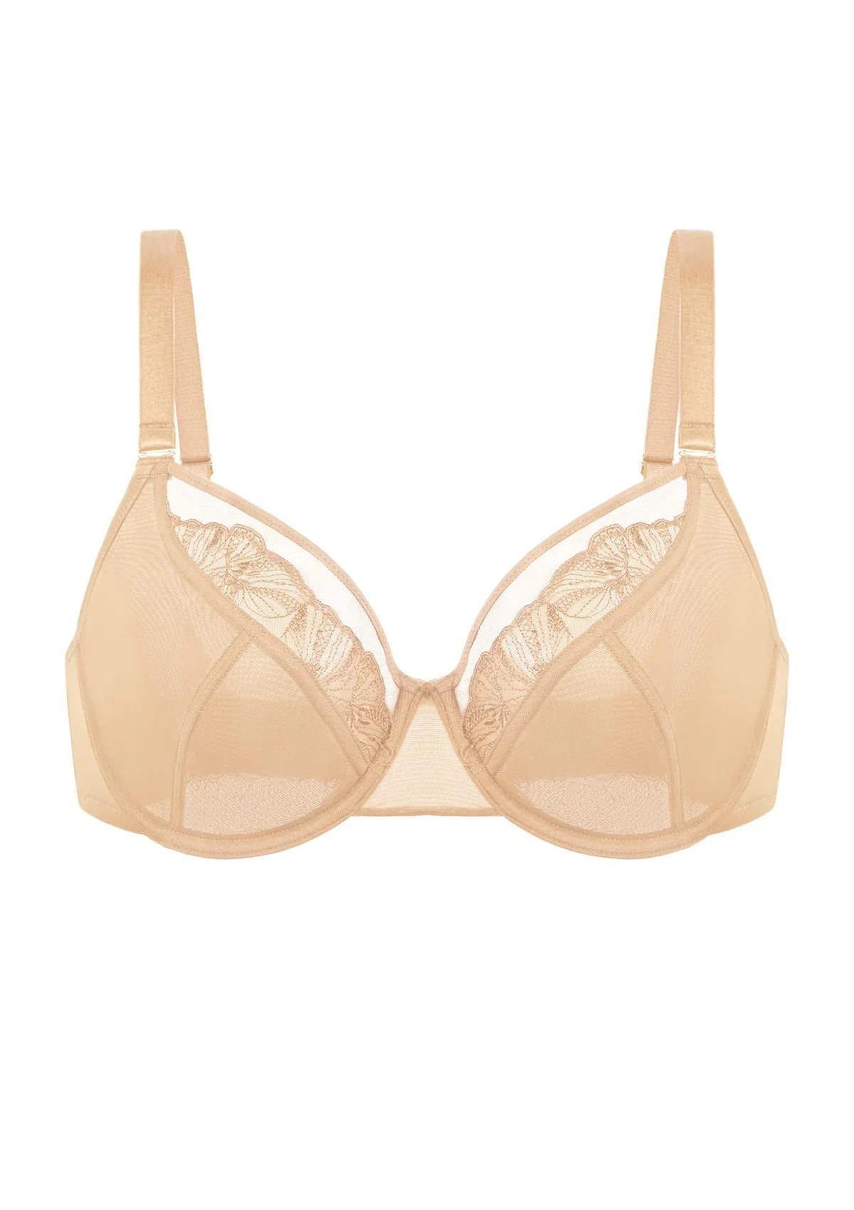 HSIA Yumi Unlined Sheer Embroidery Lace Full Coverage Bra Elegant Sculpting Support