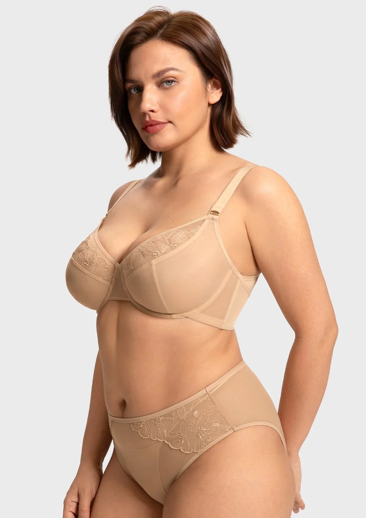 HSIA Yumi Unlined Sheer Embroidery Lace Full Coverage Bra Elegant Sculpting Support