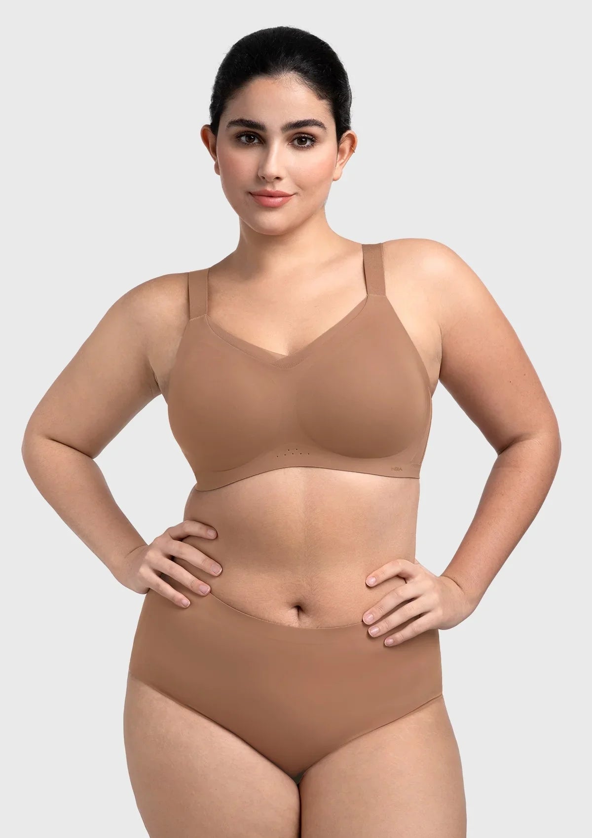 Songful Plus Size Seamless Wireless Supportive Full Coverage Mesh Crossover Bra
