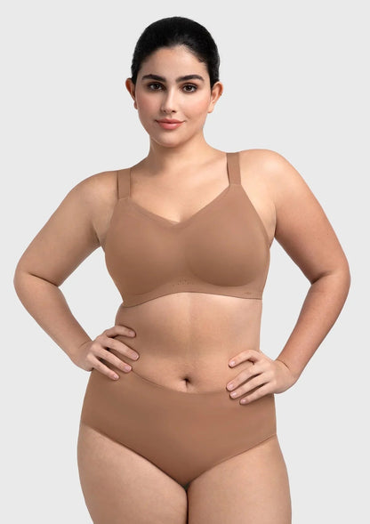 Songful Plus Size Seamless Wireless Supportive Full Coverage Mesh Crossover Bra