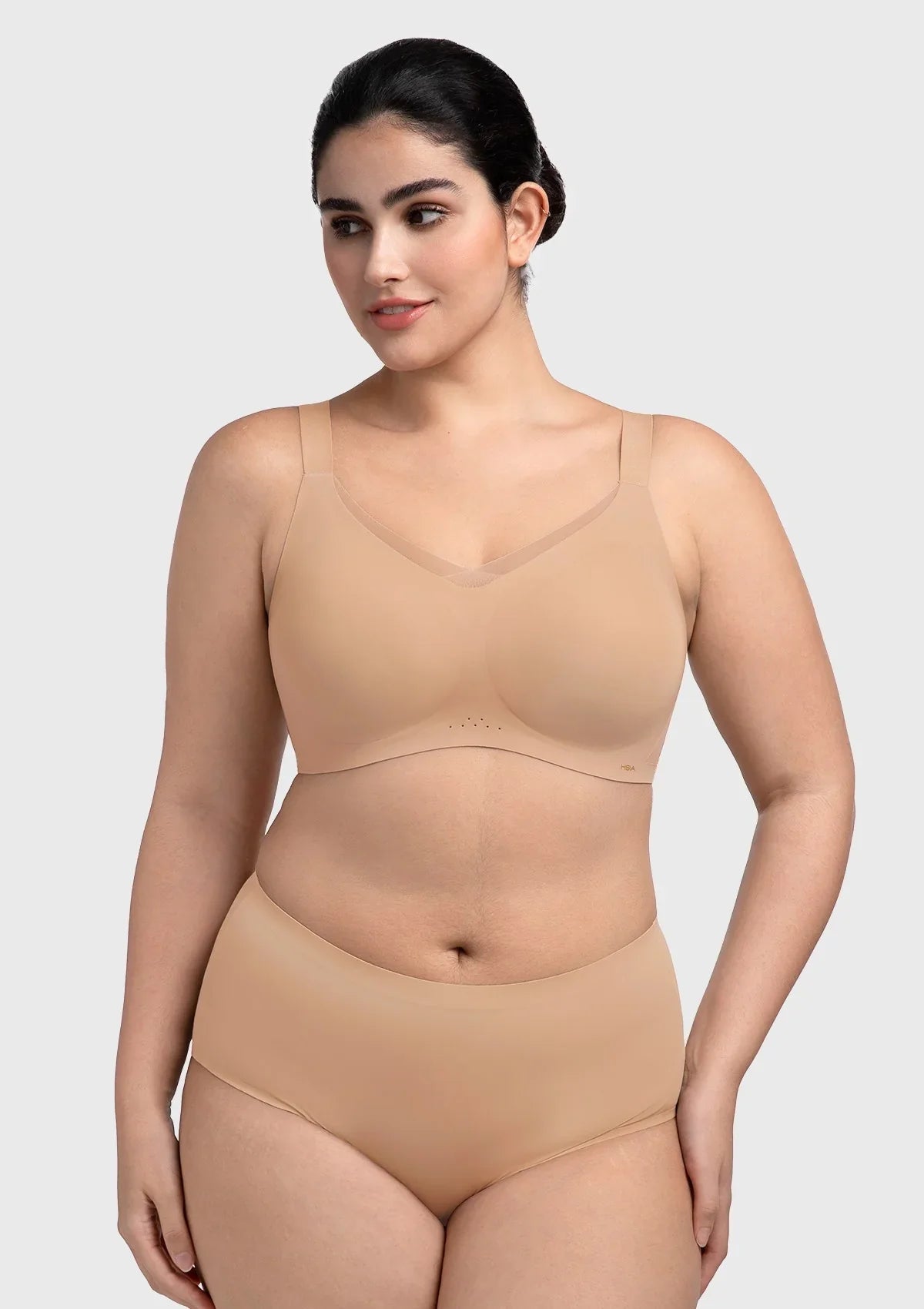 Songful Plus Size Seamless Wireless Supportive Full Coverage Mesh Crossover Bra