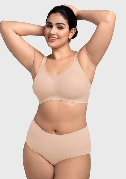 Songful Plus Size Seamless Wireless Supportive Full Coverage Mesh Crossover Bra