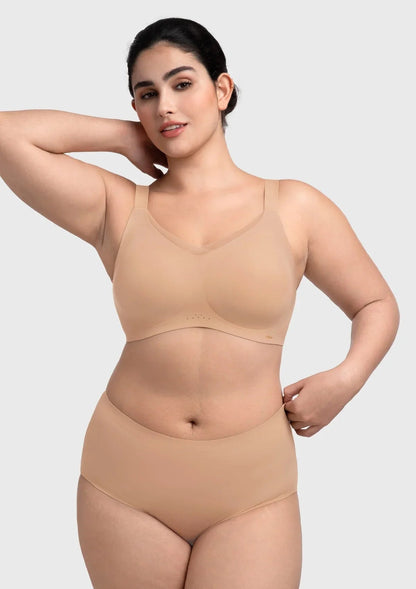 Songful Plus Size Seamless Wireless Supportive Full Coverage Mesh Crossover Bra