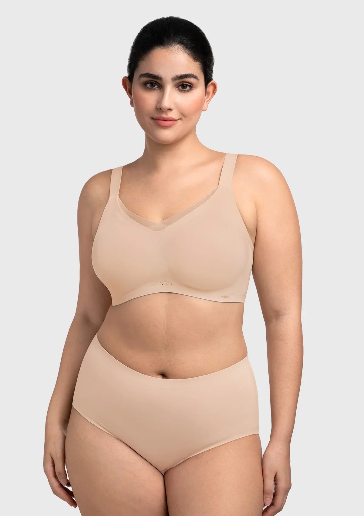 Songful Plus Size Seamless Wireless Supportive Full Coverage Mesh Crossover Bra
