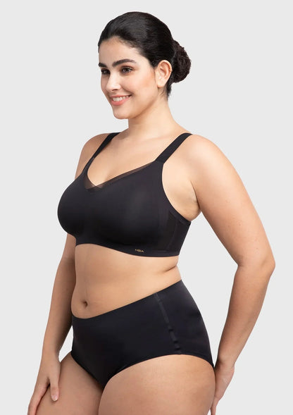 Songful Plus Size Seamless Wireless Supportive Full Coverage Mesh Crossover Bra