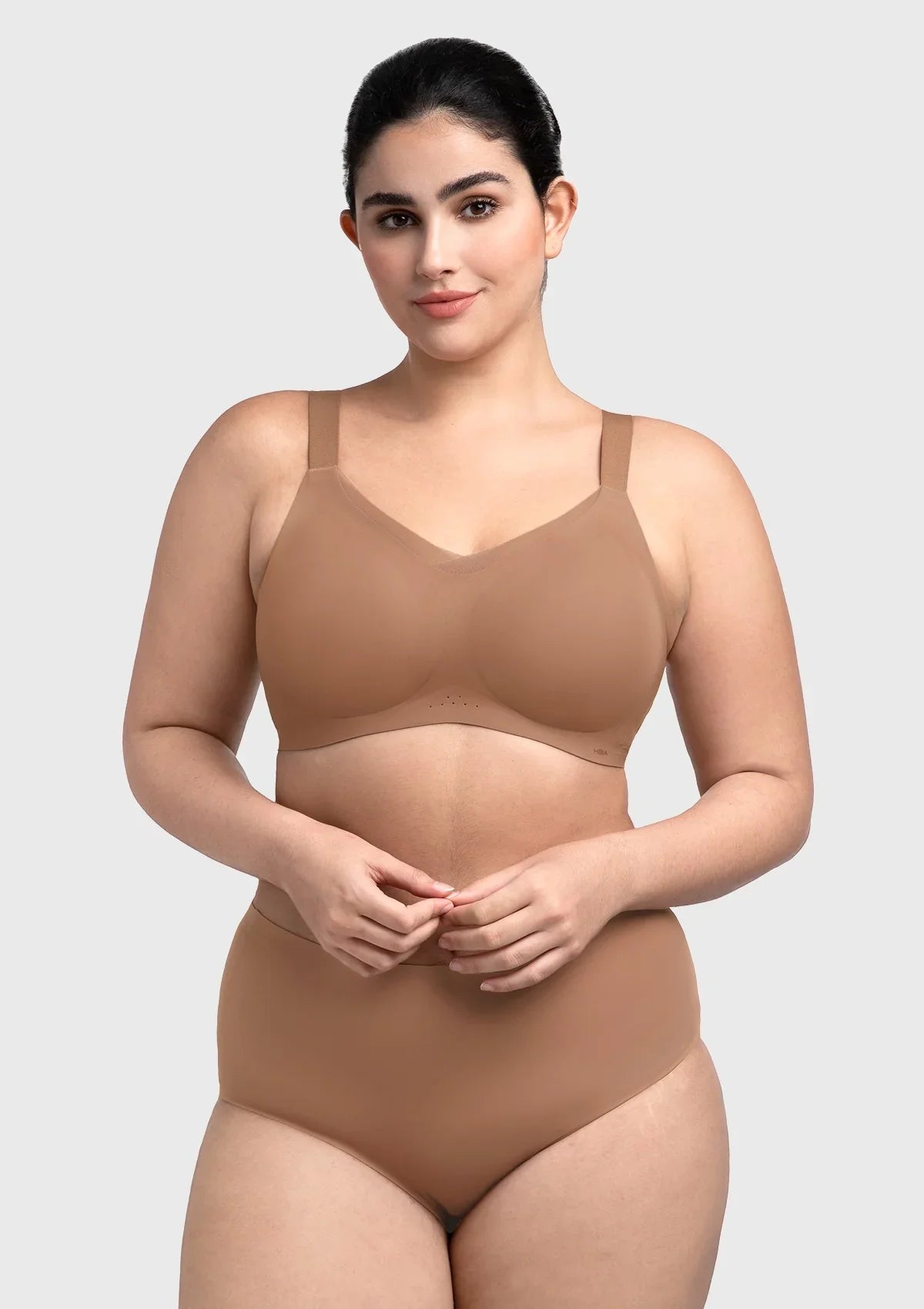 Songful Plus Size Seamless Wireless Supportive Full Coverage Mesh Crossover Bra