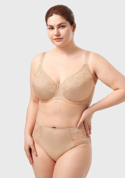 HSlA Pearl Shimmer Unlined Plus Size Full Coverage Underwire Comfortable Bra